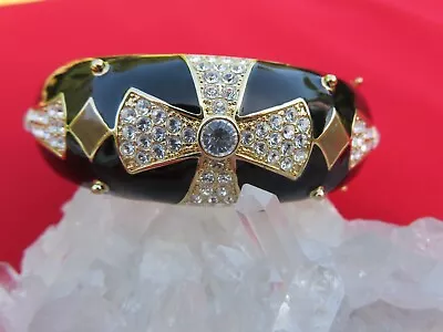 Joan Boyce Maltese Cross Enamel Rhinestone Cuff Bracelet • $75