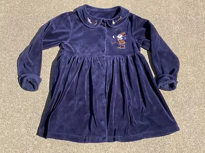 Disney Store Retro 90’s Girl’s Velour Button Down Dress MINNIE MOUSE Navy Size 6 • $14.99