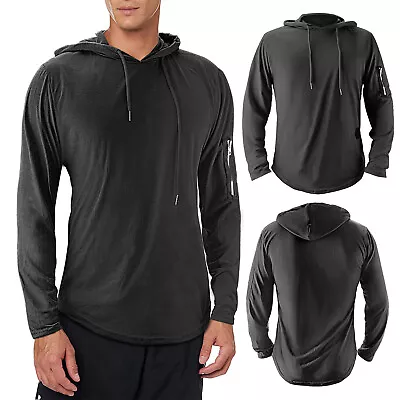 Men Casual Hooded Hoodie Long Sleeve T-shirts Sports Gym Pullover Top Slim Fit • $15.99