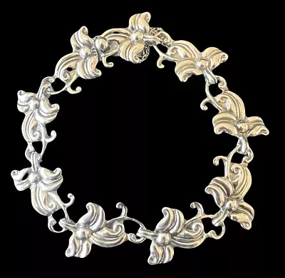 Margot De Taxco Mexican Sterling Silver Hibiscus Flower Bracelet No. 5488 • $695