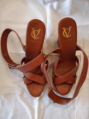 Womens Vc Signature Brown Strappy Heels Shoes 9b/39 • $9.99