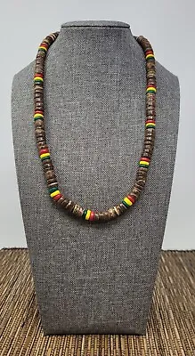 $19.95 • Buy Rasta Necklace Long Necklace Wood Necklace Wooden Necklace Brown Necklace Reggae