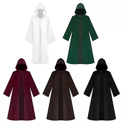 US Men Renaissance Medieval Cloak Unisex Tunic Hooded Robe Cosplay CostumeCapes • $16.25