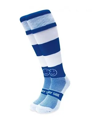 WackySox Royal Blue And White Hoop Knee Length Sport Socks • £9.95