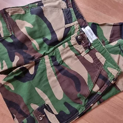 Zara Camo Pants UK 10 EU 38 Cargo Pocket Camouflage Trousers Green Denim Jeans • $28.58