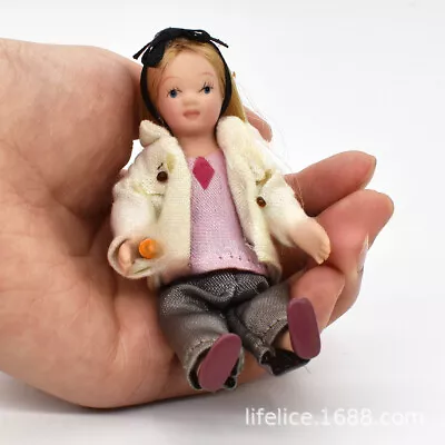 Porcelain Dolls 1:12 Scale Dollhouse Miniatures Accessories White Top Girl Decor • $14.49