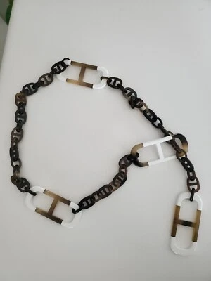 $500 • Buy Hermes Amarres Buffalo Horn Necklace - White And Brown