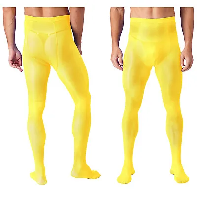US Men's Glossy Tights Pantyhose Long Pants Stretchy Slim Footed Pants Clubwear • $9.73