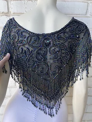 VTG CONTESSA Beaded 100% Silk Shawl Wrap Scarf Capelet Iridescent Beautiful • $82