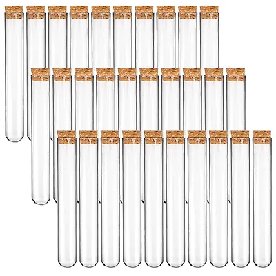 30pcs 13ml Glass Test Tubes With Cork Stoppers - Small Clear Glass Test Tubes Fo • $14.81