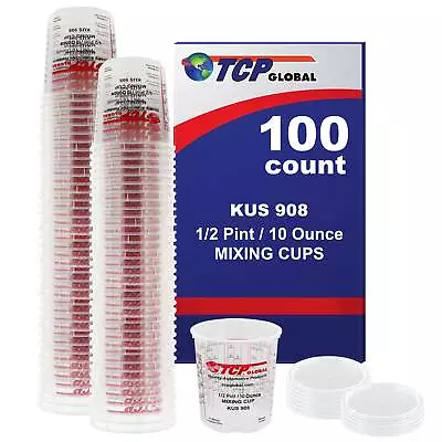 8-Ounce (1/2 Pint) Paint & Epoxy Mixing Cup Calibrated Ratios - 100 Cups/12 Lids • $33.99
