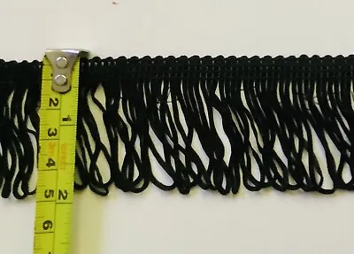 50mm Black Loop Tassel Fringe Trimming D.I.Y Crafts 2 Metre Length • £5