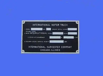 Old International Truck Warranty Info Id Plate Year 1925 -1955 • $22
