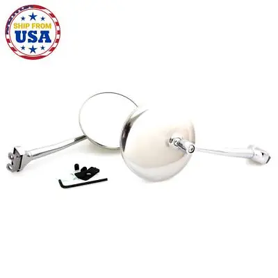 CHROME CLAMP MIRRORS L/R 2Pcs. FIT FORD DELUXE F SERIES F-3 F-100 TRUCK 1937-52 • $152.35