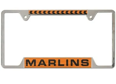 Miami Marlins WinCraft 4-Tab Style Inlaid Metal License Plate Frame NEW • $24