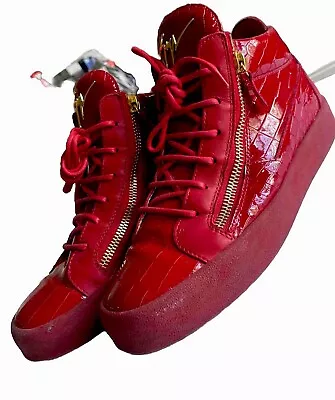 Giuseppe Zanotti Red Patent Leather High Top Shoes Size 43 Preowned US 10 • $350