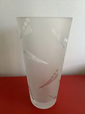 Geometric Robert McCandless Etched Art Glass Vase 80s 90s Memphis Milano Pop Art • $145