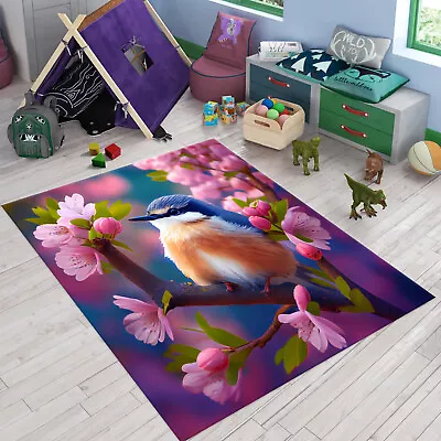 Beautiful Spring Bird Rug Cute Bird On Cherry Blossom Tree Branch Rug • $99