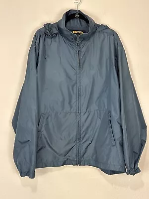 Eddie Bauer EBTEK Mens Sz XL Blue Windbreaker Jacket With Hood Packable Full Zip • $19.95