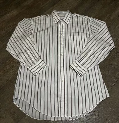 Vintage YSL Yves Saint Laurent Button Down Striped Shirt Mens Size 15.5 32-33 • $22.49