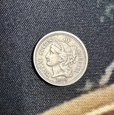$29 • Buy 1870 3 Cent Nickel US Coin Rare 1870 3 Cent Nickel AU NICE!