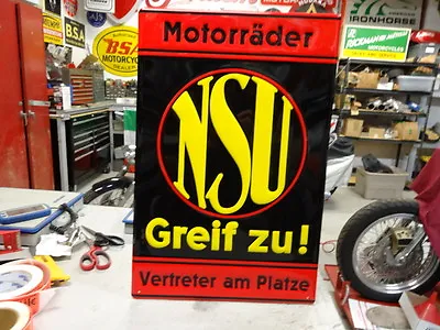 Vintage Nsu Dealer Embossed Sign Motorcycle Auto  Ec0079 • $44