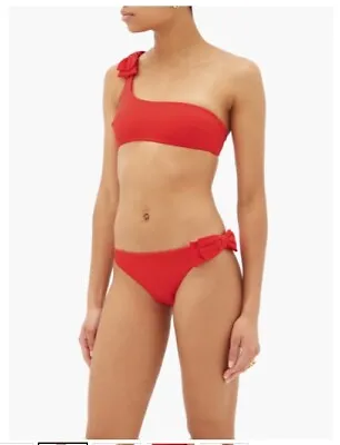 Zimmermann Zinnia Bow One Shoulder Bikini Set | Red Bow Hipster Swim  $550 RP • $144.99