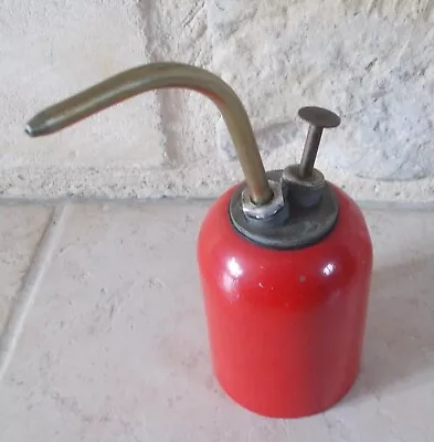 Antique Oil Squirt Can Vintage France French Garage Vtg Old Oiler Red #369 • $36.30