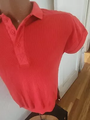 Vintage Mesh Polo Shirt Red 80's Med Compass Muscle Sleeveless Great Condition • $9.50