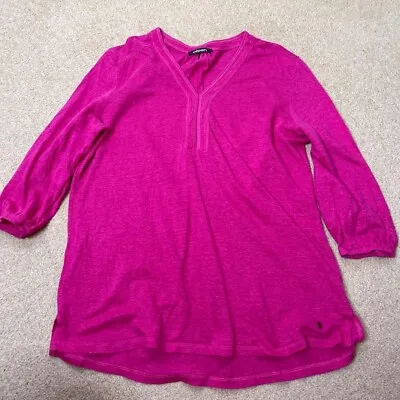 £5 • Buy Olsen Pink Linen Jumper. 3/4 Sleeves. Size 12