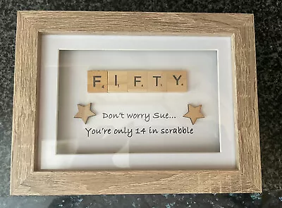 Handmade Personalised 30th 40th 50th 60th Birthday Gift Keepsake Scrabble Frame • £14.60