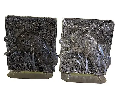 Metzke Bookends Bunny Rabbits Pewter 1991 USA 6  Tall Vintage • $33