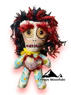 Voodoo Spirit Doll OOAK Creepy Mountain Monster Dolls Poppet Zombie 10” Handmade • $13.22