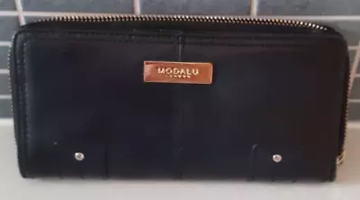 £24.99 • Buy £69 Excellent Black Modalu Pippa Genuine Leather Oversized Large Purse Wallet