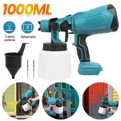 Spray Gun Cordless Fence Wall Car Paint Sprayer Electric Airless For Makita 18V • £19.99