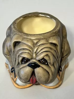 Vintage English Bulldog Planter Succulents Flowers Signed On Bottom • $15.25