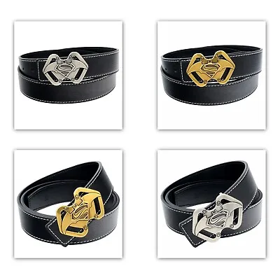 QHA Mens Leather Belt Superhero Vintage Belt Buckle 38mm Wide Belts For Jean Q50 • £22.19