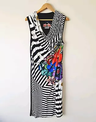 DESIGUAL Striped Stretchy Sleeveless Cowl Neck Dress SIZE XL • $44.50