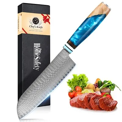 $58.99 • Buy Santoku Knife Damascus Japanese Kitchen Knife VG10 Damascus Steel Sushi Knife