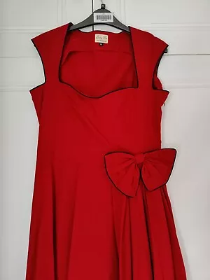 Lindy Hop Size 10 Red Dress With Bow • £18