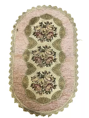 Vintage German Velvet Brocade Tapestry Doily Runner Mary  Lambeth Doll Estate • $20