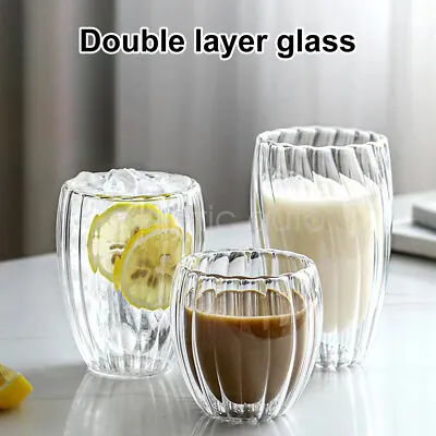 Glasses Thermal Double Wall Insulated Coffee Glass Mug Tea Cup 250/350/450Ml • $12.52