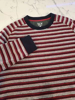 Mountain Hardwear Striped Sweater Mens XL Recycled Wool Blend Blue Red Gray • $21