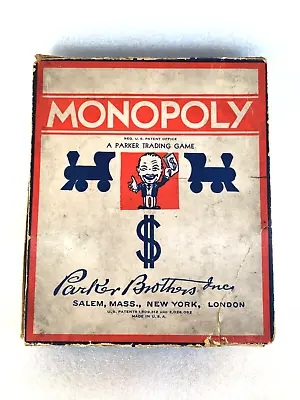 Antique Parker Brothers MONOPOLY 1936 Game Pieces Complete NO BOARD • $32