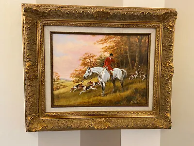 Hunting Scene Oil On Canvas By G Williams - In Excellent Conition • £299