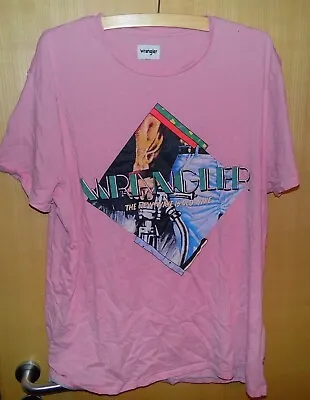 Mens Wrangler Revolution T-Shirt Pink 80's Retro Pride Miami Graphic Print  • £15