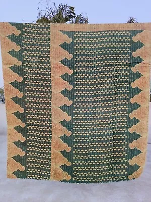 Vintage Kantha Blanket Bedspread Indian Handmade Quilt Throw Cotton Ralli Gudari • $33.58