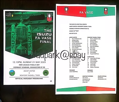£5.99 • Buy The Buildbase FA Vase & FA Trophy Finals Programme + Vase Team Sheet 21/05/2023