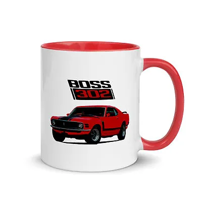 1970 Ford Mustang Boss 302 Red Fastback Collector Car Mug With Color Inside • £24.05