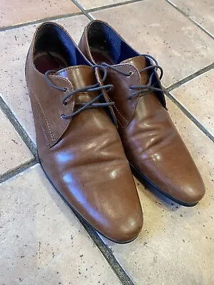 Men’s Smart Brown Leather Shoes Size 8 Euro 42 • £14.99